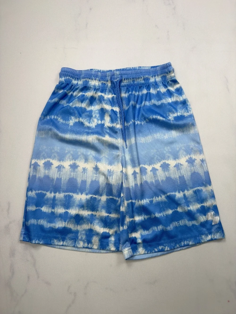 Children's Place Sport Athletic Shorts Light Blue Tie Dye Gym Running - Boys L